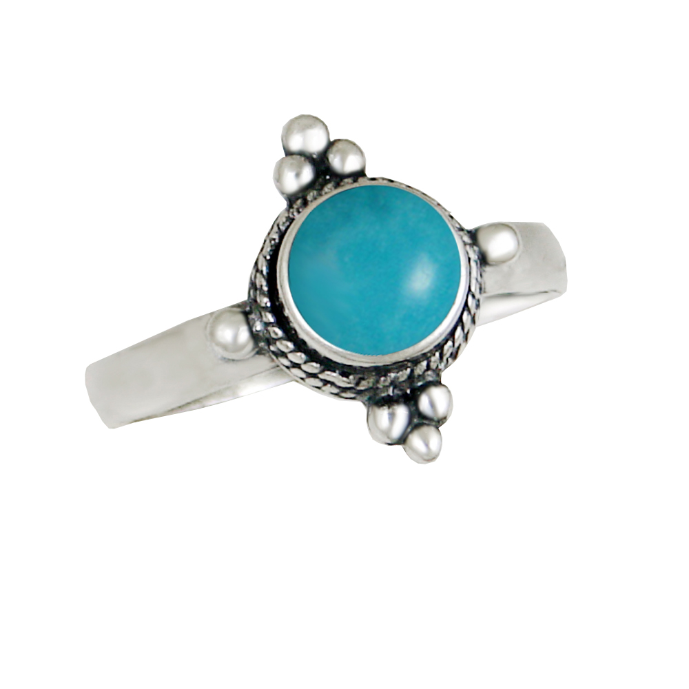 Sterling Silver Gemstone Ring With Turquoise Size 10